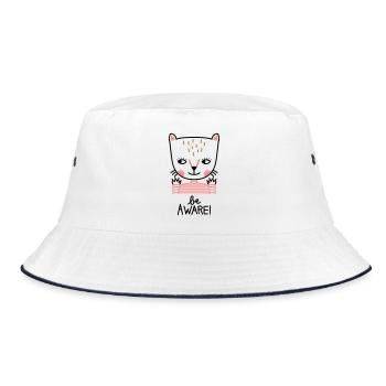 be aware - Bucket Hat - Weiß/Navy - Vorne