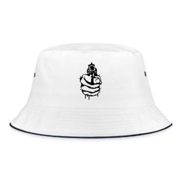 A revolver in his hand as a graffiti - Bucket Hat - white/navy - Front