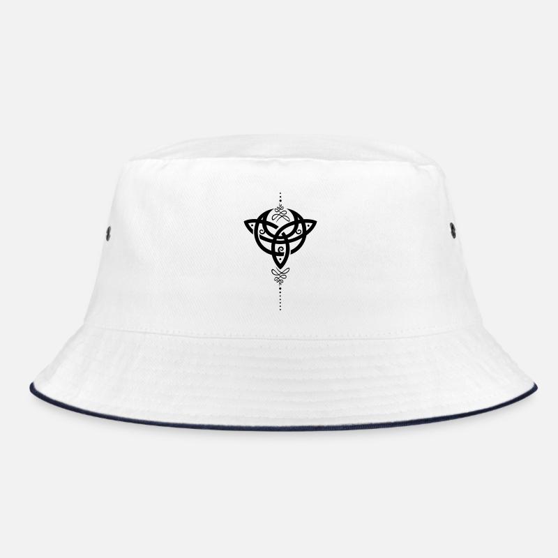 Celtic moon, crescent moon with Trinity symbol. - Bucket Hat - white/navy