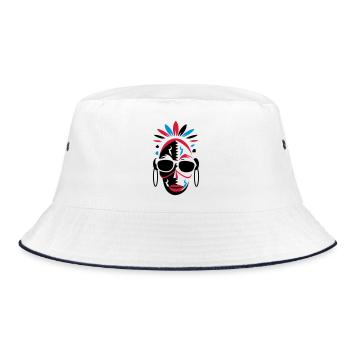 African mask with sunglasses - Bucket Hat - white/navy - Front