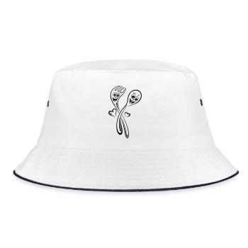 Spoon and fork with hearts. - Bucket Hat - white/navy - Front