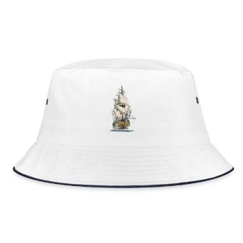 sailing ship - Bucket Hat - white/navy - Front