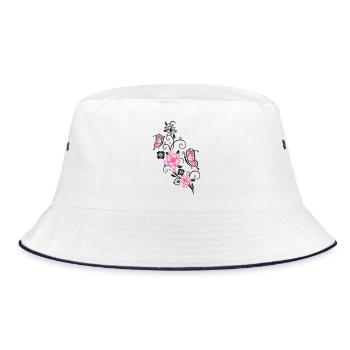 Fleurs de cerisier et papillons, printemps. - Bob - blanc/marine - Devant