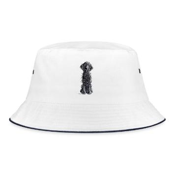 Sweet Curly Coated Retriever - Dog - Gift - Bucket Hat - white/navy - Front