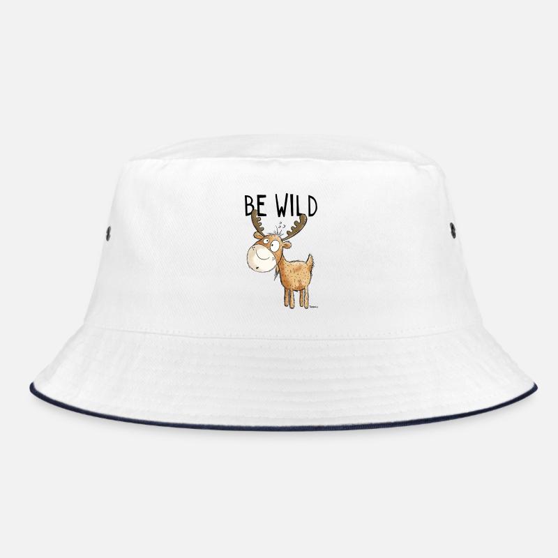 Be Wild Elch - Elche - Hirsch - Reh - Geschenk - Bucket Hat - Weiß/Navy