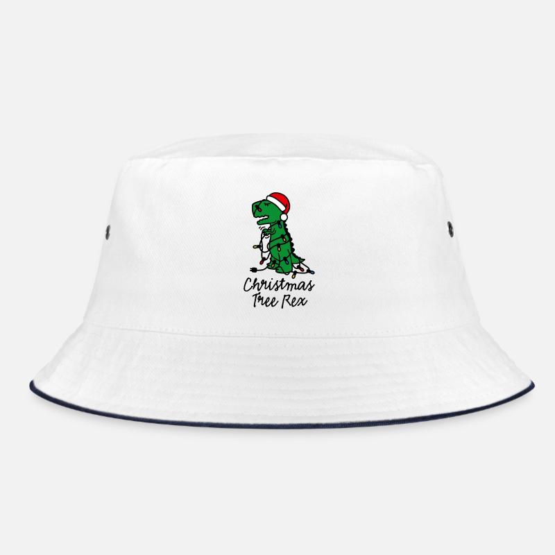 Christmas tree rex ugly xmas lights dinosaur Bucket Hat