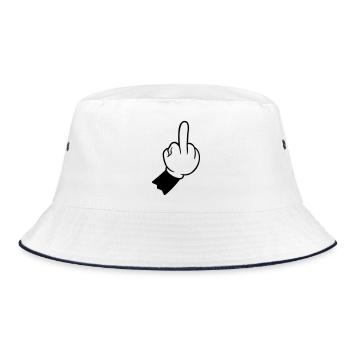 Handzeichen mittelfinger hand - Bucket Hat - Weiß/Navy - Vorne