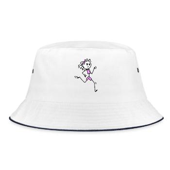 Je cours, coureuse avec nœud papillon - Bob - blanc/marine - Devant