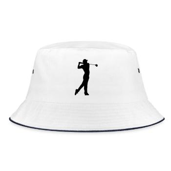 Golf player shadow image logo - Bucket Hat - white/navy - Front