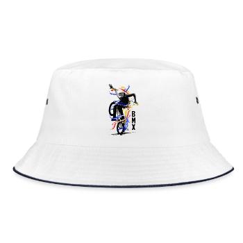Fahrrad BMX | BMX Rad | BMX Geschenkidee - Bucket Hat - Weiß/Navy - Vorne
