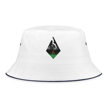 Hütte am Fuße der nächtlichen Berge - Bucket Hat - Weiß/Navy - Vorne
