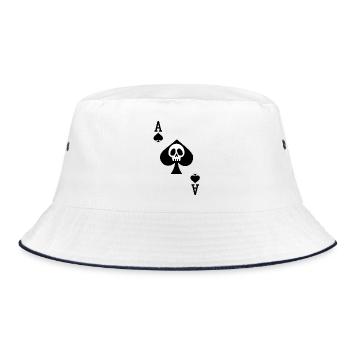 skull and ace of spades - Bucket Hat - white/navy - Front