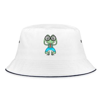 Telescope Astronomy Astronomer Frog - Bucket Hat - white/navy - Front