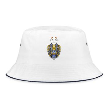 Ritter Katze Katzenrasse Exotische Kurzhaarkatze - Bucket Hat - Weiß/Navy - Vorne