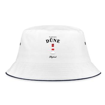 Leuchtturm auf Düne, Insel bei Helgoland, Nordsee - Bucket Hat - Weiß/Navy - Vorne