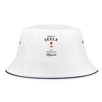 Seele baumeln lassen auf Helgoland / Düne - Bucket Hat - Weiß/Navy - Vorne