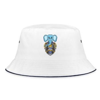 Ritter Elefant cool - Bucket Hat - Weiß/Navy - Vorne