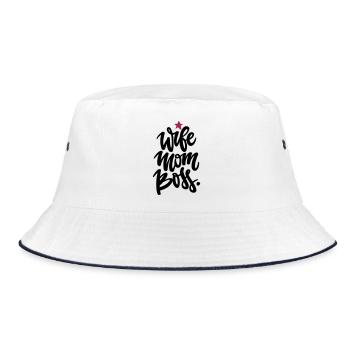 Mama Power - Wife mom Bos - Bucket Hat - white/navy - Front