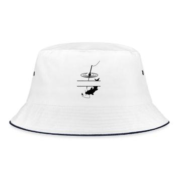 Fish float and bar in between for your own text - Bucket Hat - white/navy - Front