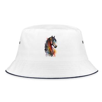 Amoureux des chevaux multicolores | Conception du cheval - Bob - blanc/marine - Devant