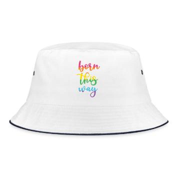 Pride Month - Auf diese Weise geboren - Bucket Hat - Weiß/Navy - Vorne