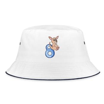 8th birthday motif kangaroo - eight years - Bucket Hat - white/navy - Front
