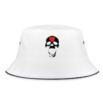 The Black Skull and the Heart - Bucket Hat - white/navy - Front
