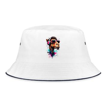 Camel Dromedary Colorful with Headphones - DJ Camel - Bucket Hat - white/navy - Front