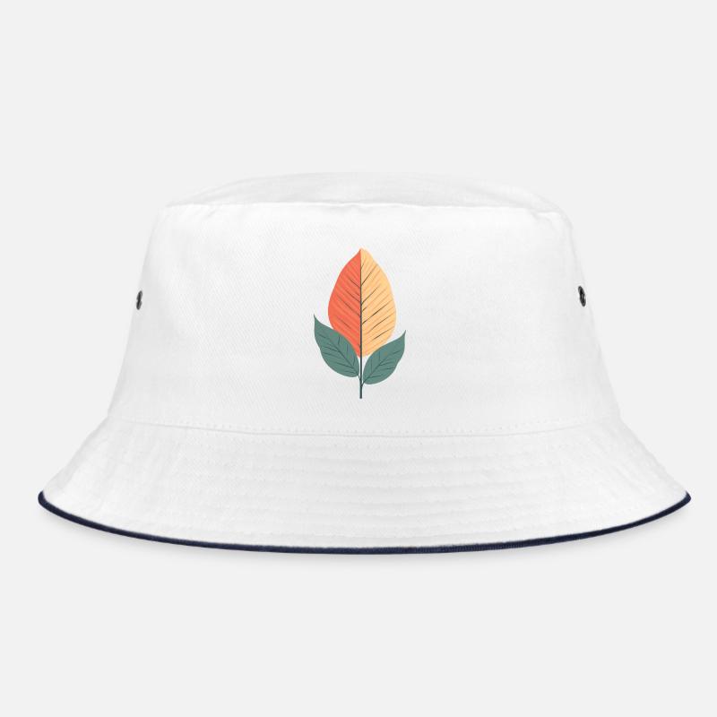Minimalist Leaf - Bucket Hat - white/navy