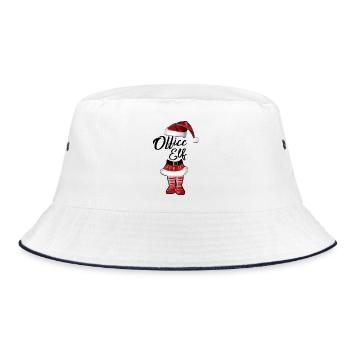 Office Elf – Lustiges Weihnachtsdesign - Bucket Hat - Weiß/Navy - Vorne