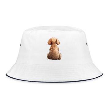 Pudel - Bucket Hat - Weiß/Navy - Vorne
