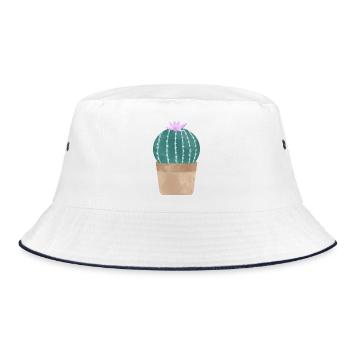 Kaktus im Blumentopf - Bucket Hat - Weiß/Navy - Vorne