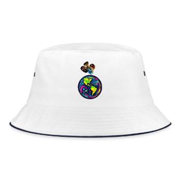 Fish and its planet - Bucket Hat - white/navy - Front