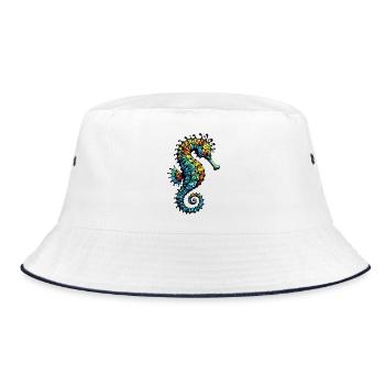 Seepferdchen - Bucket Hat - Weiß/Navy - Vorne