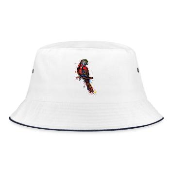 Papagei Vogel Haustier Tierliebhaber Tier Urwald - Bucket Hat - Weiß/Navy - Vorne