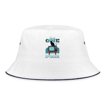 Cat on TV - Bucket Hat - white/navy - Front