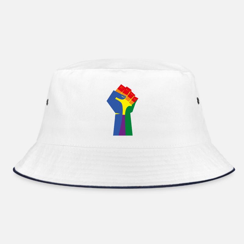 Le poing levé (couleurs de l’arc-en-ciel) - Bob - blanc/marine