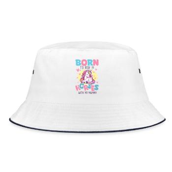 Born to ride her horse with mom baby rider - Bucket Hat - white/navy - Front