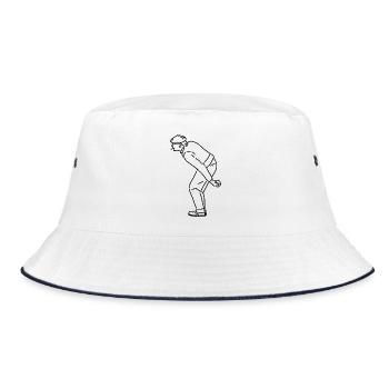 Petanque Spieler Linkshänder - Bucket Hat - Weiß/Navy - Vorne