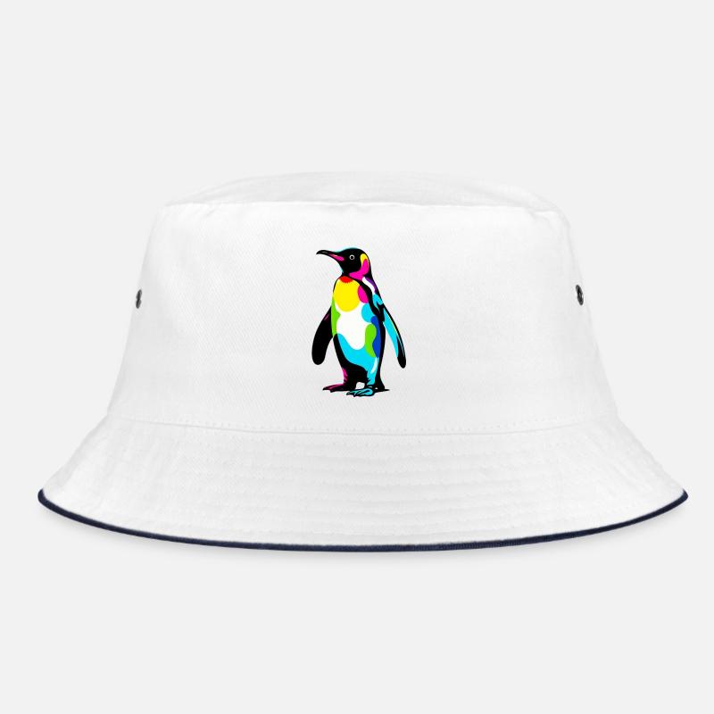 Pinguin - Bucket Hat - Weiß/Navy