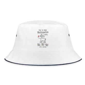 Mein Weihnachtsoutfit Mürrisches Rentier Ho Ho Ho - Bucket Hat - Weiß/Navy - Vorne