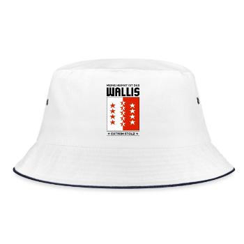 Wallis - Bucket Hat - Weiß/Navy - Vorne