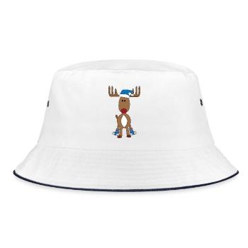 Funny moose for Christmas - Bucket Hat - white/navy - Front