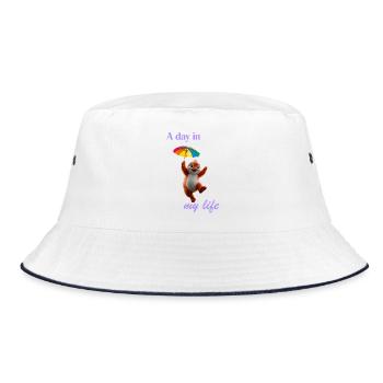 Glücklicher Tierchen Hamster mit Regenschirm - Bucket Hat - Weiß/Navy - Vorne