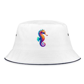 Seahorse - Bucket Hat - white/navy - Front
