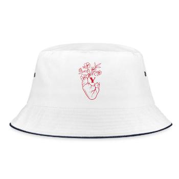 Buchstabe y Herz rote florale Anatomie - Bucket Hat - Weiß/Navy - Vorne
