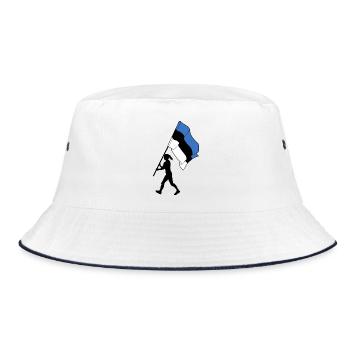 Drapeau Estonie femme marchant - Bob - blanc/marine - Devant