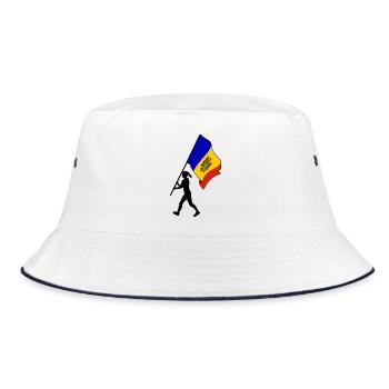 Drapeau Moldavie femme marchant - Bob - blanc/marine - Devant
