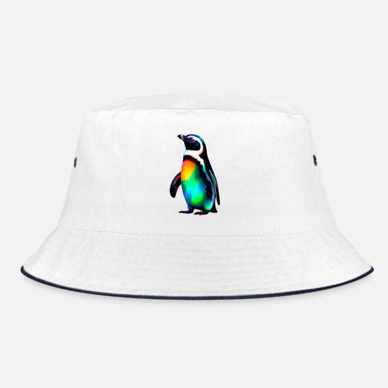 Pinguin - Bucket Hat - Weiß/Navy