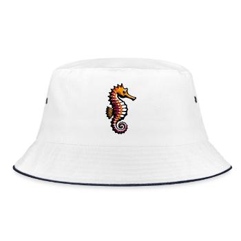 Seepferdchen - Bucket Hat - Weiß/Navy - Vorne